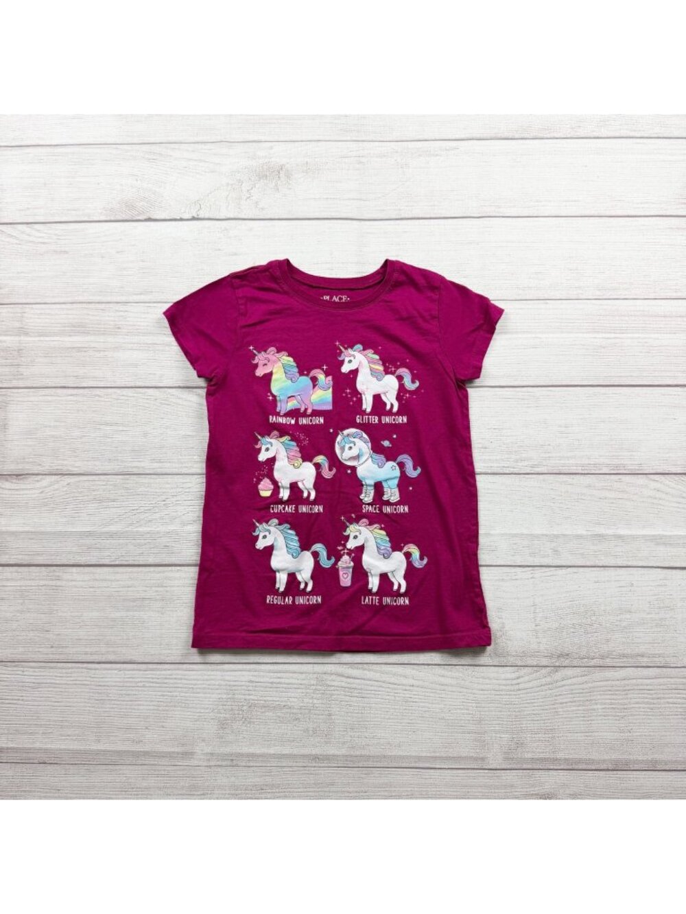 Children's Place Girls Unicorn Graphic Print T-Shirt M 7-8